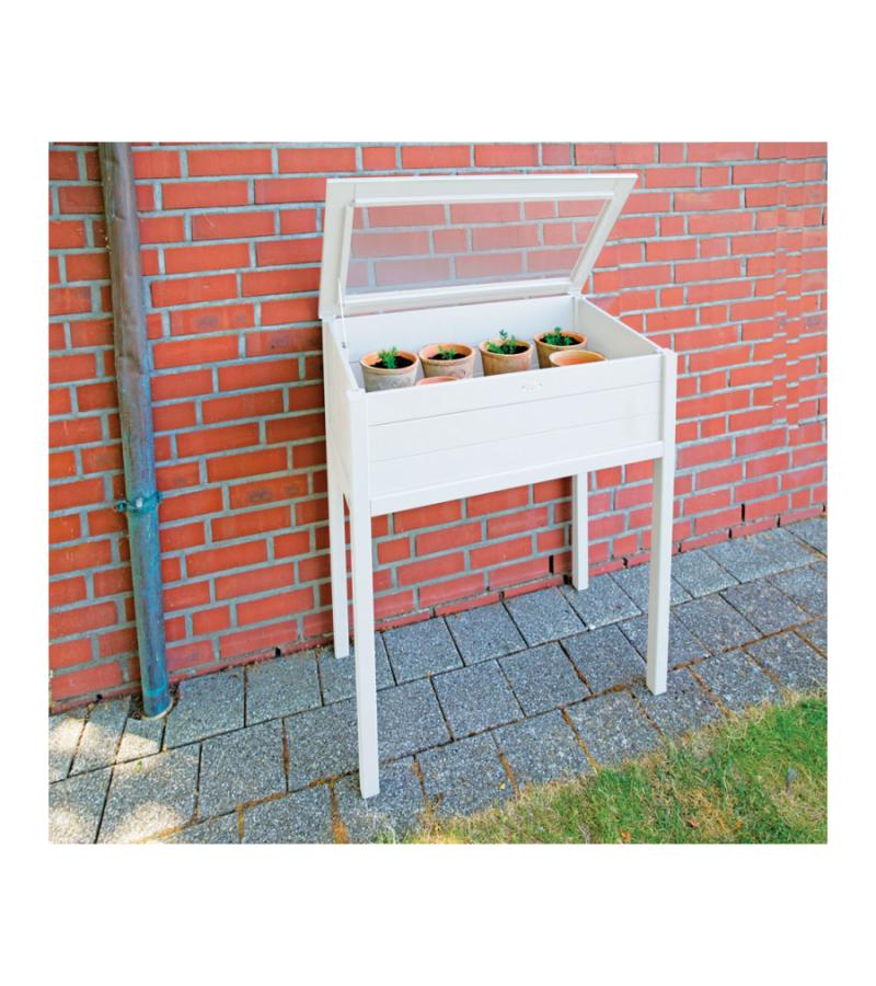 Houten kweekkas wit op poten